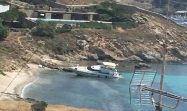 Πρόσκρουση και προσάραξη της θαλαμηγού "DAWN" στον Ορνό Μυκόνου