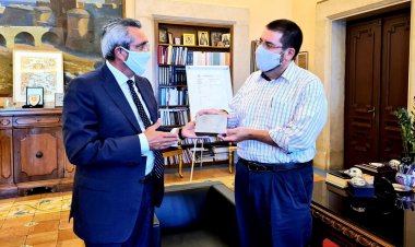 Aegean islands: Εθιμοτυπική συνάντηση του Επιτετραμμένου στην Πρεσβεία των Η.Π.Α. στην Αθήνα, David Burger, με τον Γιώργο Χατζημάρκο