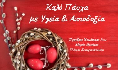 Easter Message: Ευχές για Καλό και Άγιο Πάσχα από τον Πρόεδρο Άνω Μεράς Μυκόνου Πέτρο Σταυρακόπουλο