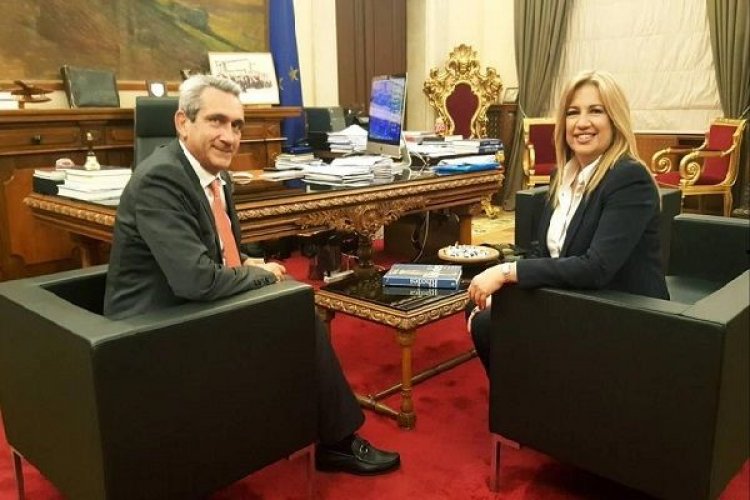 Τον Περιφερειάρχη Νοτίου Αιγαίου, Γιώργο Χατζημάρκο, επισκέφθηκε η Πρόεδρος του ΠΑΣΟΚ, Φώφη Γεννηματά