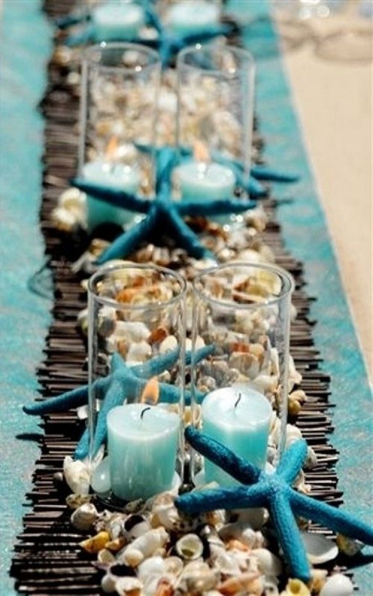 Διακόσμηση τραπεζιού με βότσαλα από την παραλία σε λευκό και τυρκουάζ!!