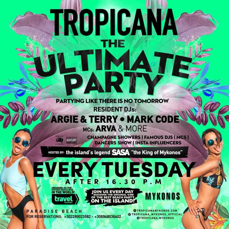 Tropicana Mykonos: The ultimate beachfront party, every Tuesday. Are you ready to live the experience ? [pics]
