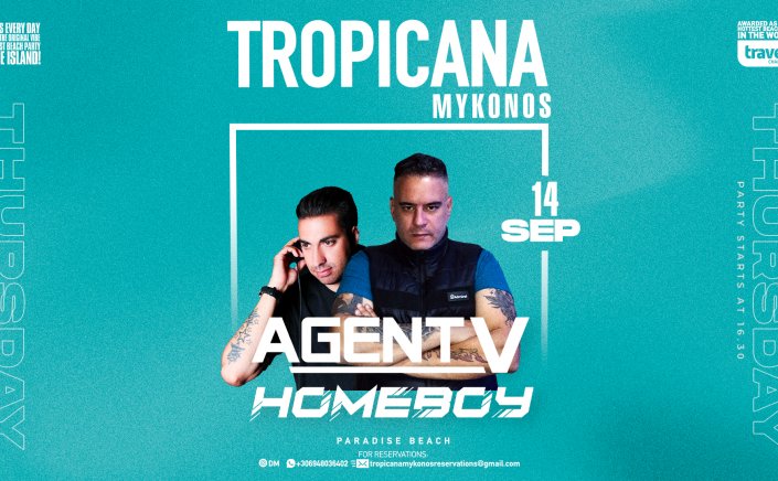 Tropicana Mykonos Party: DJ Agent V on the decks of Tropicana, Thursday, September 14th, 2023. Are you ready to live the experience? [pics]