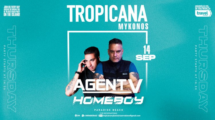 Tropicana Mykonos Party: DJ Agent V on the decks of Tropicana, Thursday, September 14th, 2023. Are you ready to live the experience? [pics]