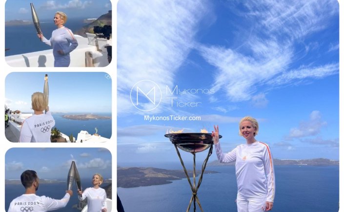 Paris 2024 Olympic Flame: Λαμπαδηδρόμος η Κατερίνα Μονογυιού στο ταξίδι της Ολυμπιακής Φλόγας στη Σαντορίνη [Video]