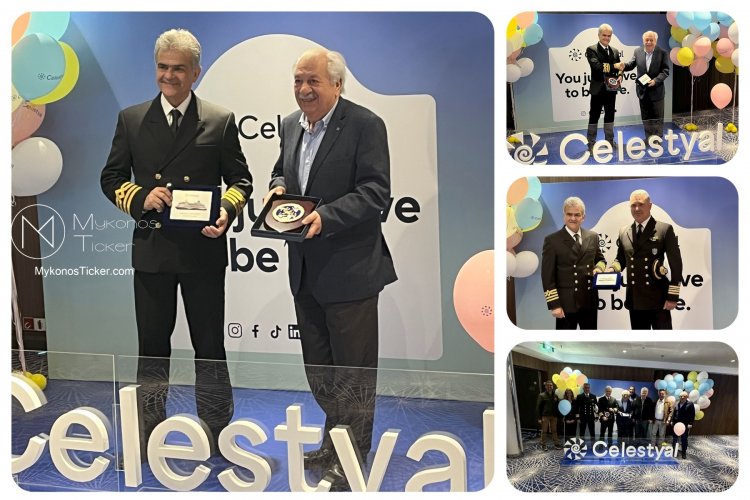 Cruise Season 2024: Το κρουαζιερόπλοιο Celestyal Discovery υποδέχθηκε η διοίκηση της Λιμενικού Ταμείου στο λιμάνι της Μυκόνου