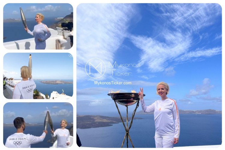 Paris 2024 Olympic Flame: Λαμπαδηδρόμος η Κατερίνα Μονογυιού στο ταξίδι της Ολυμπιακής Φλόγας στη Σαντορίνη [Video]