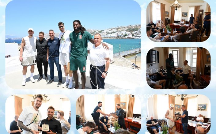 O Xpήστos Bεpώvηs υποδέχτηκε τους Γιαννούλη Λαρεντζάκη, Ματίας Λεσόρτ και Χουάντσο Ερναγκόμεθ, που συμμετέχουν στο Stoiximan 22oz Elite Basketball Tournament [Εικόνες]