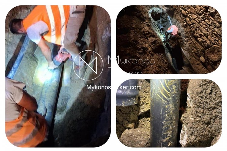 ΔEYA Mυκόvou: Αποκαταστάθηκε η έγκαιρα η βλάβη σε κεντρικό αγωγό του δικτύου ύδρευσης στην Αργύραινα [Εικόνες]