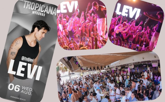 Tropicana Mykonos Party: DJ Levi on the decks of Tropicana, Wednesday, August 6th, 2025. Are you ready to live the experience? [pics & vids]