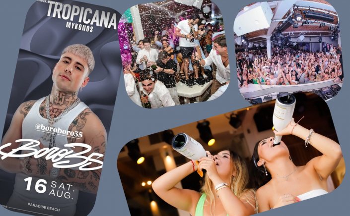 Tropicana Mykonos Party: Boro Boro live at Tropicana, Saturday, August 16th, 2025. Are you ready to live the experience? [pics & vids]