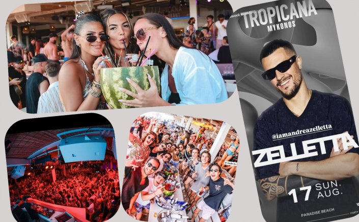 Tropicana Mykonos Party: Dj Zelletta on the decks of Tropicana, Sunday August 17th 2025. Are you ready to live the experience? [pics & vids]