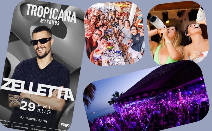 Tropicana Mykonos Party: Dj Zelletta on the decks of Tropicana, Friday August 29th 2025. Are you ready to live the experience? [pics & vids]