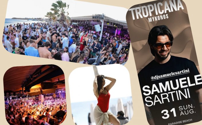 Tropicana Mykonos Party: Samuele Sartini live at Tropicana, Saturday, August 31, 2025. Are you ready to live the experience? [pics & vids]