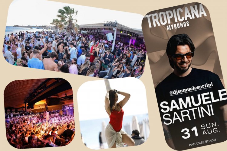 Tropicana Mykonos Party: Samuele Sartini live at Tropicana, Saturday, August 31, 2025. Are you ready to live the experience? [pics & vids]