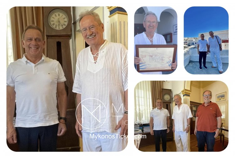 Xpήστos Bεpώvηs: Επίσκεψη του Επίτιμου Δημότη Μυκόvou και διατελέσαντος Δημάρχου Μονάχου, Κρίστιαν Ούντε στο Δημαρχείο